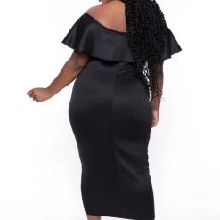 Curvy Sense Plus Size Evelyn Bodycon Dress - Black New Arrivals