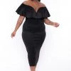 Curvy Sense Plus Size Evelyn Bodycon Dress - Black New Arrivals