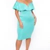 Curvy Sense Plus Size Evelyn Bodycon Dress - Mint