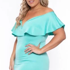 Curvy Sense Plus Size Evelyn Bodycon Dress - Mint