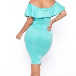 Curvy Sense Plus Size Evelyn Bodycon Dress - Mint