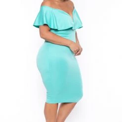 Curvy Sense Plus Size Evelyn Bodycon Dress - Mint