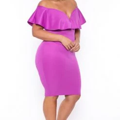 Curvy Sense Plus Size Evelyn Bodycon Dress - Purple