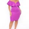 Curvy Sense Plus Size Evelyn Bodycon Dress - Purple