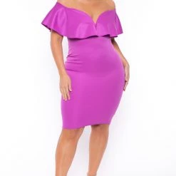 Curvy Sense Plus Size Evelyn Bodycon Dress - Purple