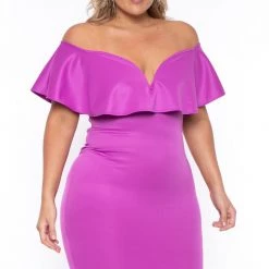 Curvy Sense Plus Size Evelyn Bodycon Dress - Purple