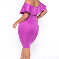 Curvy Sense Plus Size Evelyn Bodycon Dress - Purple
