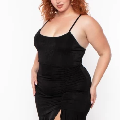 Curvy Sense Plus Size Fayette Flamenco Ruffle Dress - Black