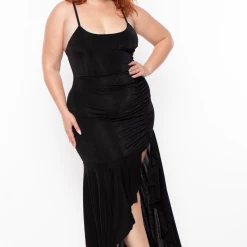 Curvy Sense Plus Size Fayette Flamenco Ruffle Dress - Black