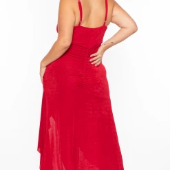 Curvy Sense Party Shop Plus Size Fayette Flamenco Ruffle Dress - Red