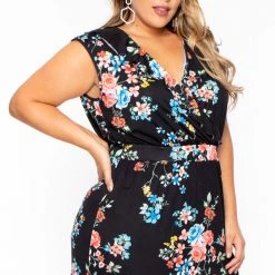 Curvy Sense Back In Stock Plus Size Floral Tina Dress - Floral Black