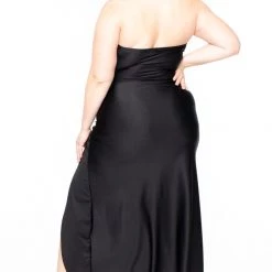 Curvy Sense Plus Size Francesca Strapless Dress - Black Back In Stock