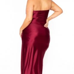 Curvy Sense Back In Stock Plus Size Francesca Strapless Dress - Wine