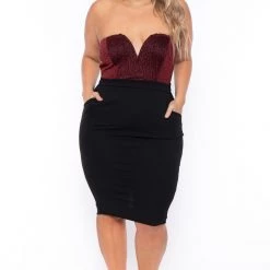 Curvy Sense Plus Size Gaia Shimmer Bodycon Dress - Black