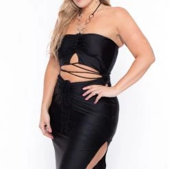 Curvy Sense Dresses Plus Size Giselle Halter Dress - Black 10 Curvy Sense Dresses Plus Size Giselle Halter Dress - Black