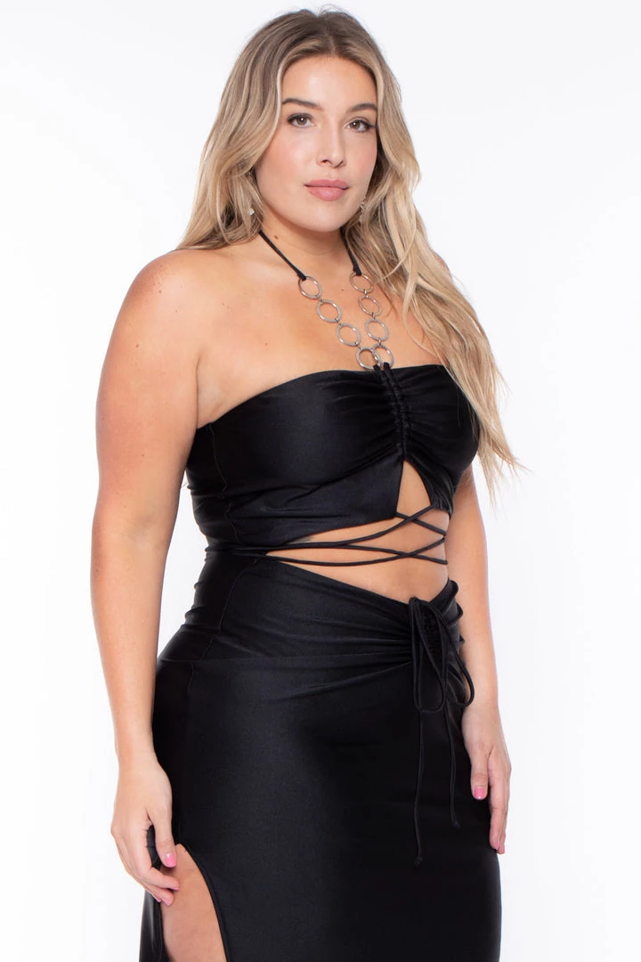 Curvy Sense Dresses Plus Size Giselle Halter Dress - Black 4 Curvy Sense Dresses Plus Size Giselle Halter Dress - Black