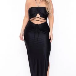 Curvy Sense Dresses Plus Size Giselle Halter Dress - Black