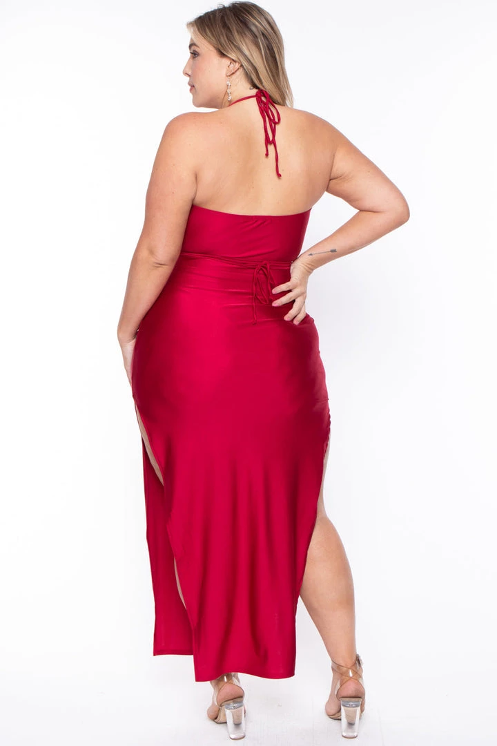 Curvy Sense Dresses Plus Size Giselle Halter Dress - Red 7 Curvy Sense Dresses Plus Size Giselle Halter Dress - Red