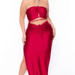 Curvy Sense Dresses Plus Size Giselle Halter Dress - Red