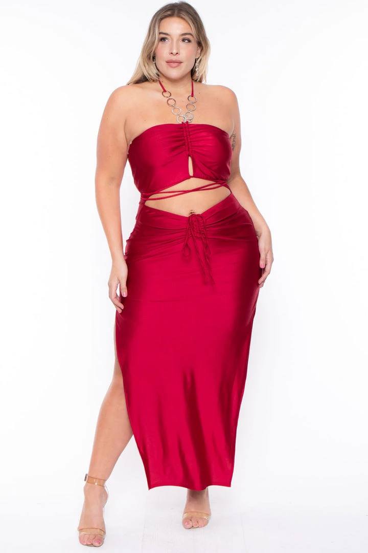 Curvy Sense Dresses Plus Size Giselle Halter Dress - Red 3 Curvy Sense Dresses Plus Size Giselle Halter Dress - Red