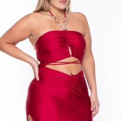 Curvy Sense Dresses Plus Size Giselle Halter Dress - Red 9 Curvy Sense Dresses Plus Size Giselle Halter Dress - Red