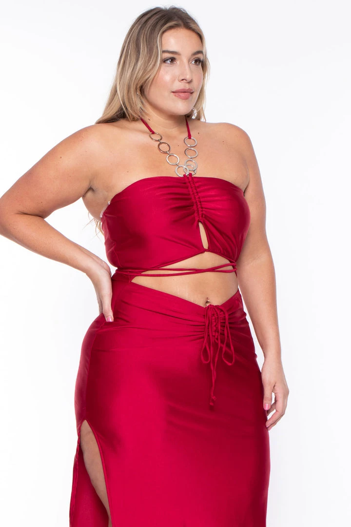 Curvy Sense Dresses Plus Size Giselle Halter Dress - Red 5 Curvy Sense Dresses Plus Size Giselle Halter Dress - Red