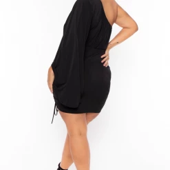 Curvy Sense Plus Size Holly One Shoulder Dress - Black