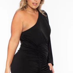Curvy Sense Plus Size Holly One Shoulder Dress - Black