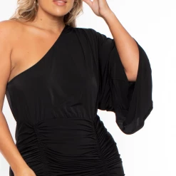 Curvy Sense Plus Size Holly One Shoulder Dress - Black