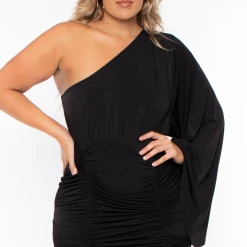 Curvy Sense Plus Size Holly One Shoulder Dress - Black