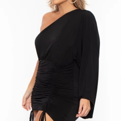 Curvy Sense Plus Size Holly One Shoulder Dress - Black
