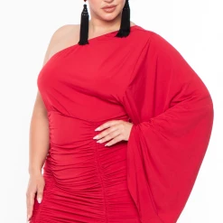 Curvy Sense Plus Size Holly One Shoulder Dress - Red