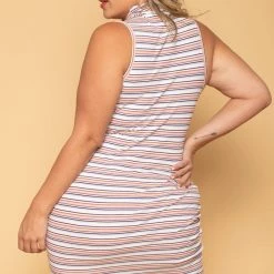 Curvy Sense Plus Size Jolie Ribbed Bodycon Dress - Cream