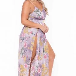 Curvy Sense Plus Size Kalini M-Slit Maxi Dress - Lavender Back In Stock 10 Curvy Sense Plus Size Kalini M-Slit Maxi Dress - Lavender Back In Stock