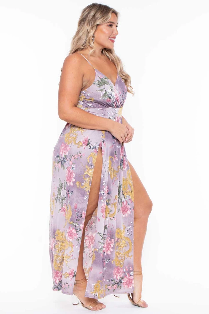 Curvy Sense Plus Size Kalini M-Slit Maxi Dress - Lavender Back In Stock 6 Curvy Sense Plus Size Kalini M-Slit Maxi Dress - Lavender Back In Stock