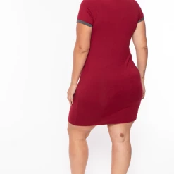 Curvy Sense Plus Size Kate Tee Dress - Burgundy Dresses