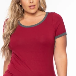 Curvy Sense Plus Size Kate Tee Dress - Burgundy Dresses