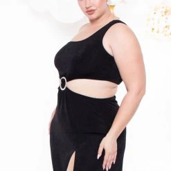 Curvy Sense Plus Size Kateri Cut Out Dress- Black