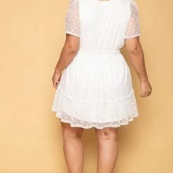 Curvy Sense Plus Size Krysta Polka Dot Mesh Dress - Ivory New Arrivals 9 Curvy Sense Plus Size Krysta Polka Dot Mesh Dress - Ivory New Arrivals