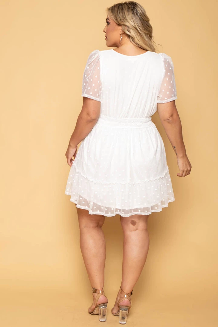 Curvy Sense Plus Size Krysta Polka Dot Mesh Dress - Ivory New Arrivals 5 Curvy Sense Plus Size Krysta Polka Dot Mesh Dress - Ivory New Arrivals