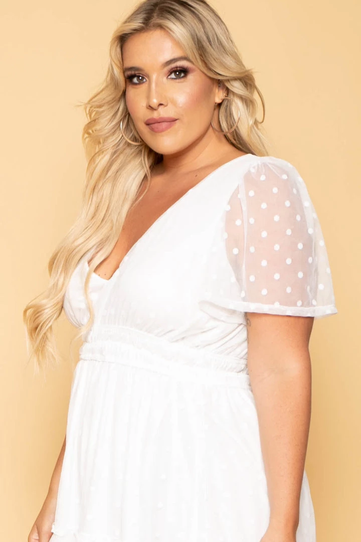 Curvy Sense Plus Size Krysta Polka Dot Mesh Dress - Ivory New Arrivals 6 Curvy Sense Plus Size Krysta Polka Dot Mesh Dress - Ivory New Arrivals