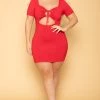 Curvy Sense New Arrivals Plus Size Kyra Strappy Bodycon Dress- Red