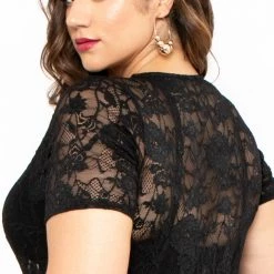 Curvy Sense Plus Size Lace Top Dress - Black