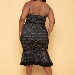 Curvy Sense Plus Size Laurie Embroidered Lace Dress - Black New Arrivals