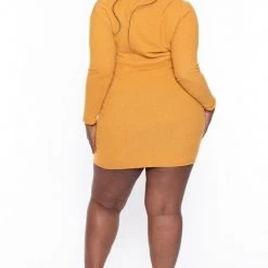 Curvy Sense Plus Size Lena Dress- Mustard