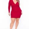 Curvy Sense Plus Size Lena Dress- Red Dresses