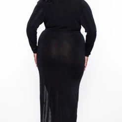 Curvy Sense Plus Size Lidia Cowl Neck Dress - Black Dresses