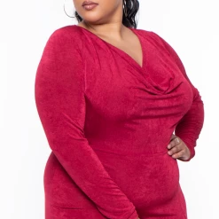 Curvy Sense Plus Size Lidia Cowl Neck Dress - Ruby Dresses