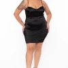 Curvy Sense Party Shop Plus Size Lilith Satin Mini Dress - Black