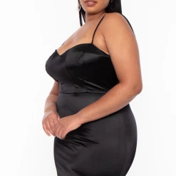Curvy Sense Party Shop Plus Size Lilith Satin Mini Dress - Black